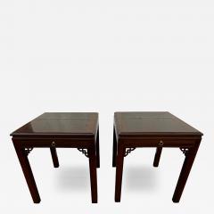 Pair of Mahogany Chinese Chippendale Style End Tables with Writing Surfaces - 4454646