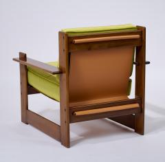 Pair of Mahogany Stained and Leather Armchairs Italy 1960s - 4066174