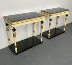 Pair of Maison Jansen Console Tables Neoclassical Marble Top Paint Decorated - 2899258