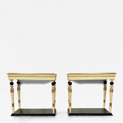 Pair of Maison Jansen Console Tables Neoclassical Marble Top Paint Decorated - 2902223