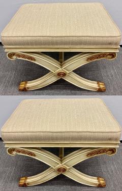 Pair of Maison Jansen Style X Form Benches or Footstools Ivory And Parcel Gilt - 2918724