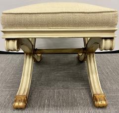 Pair of Maison Jansen Style X Form Benches or Footstools Ivory And Parcel Gilt - 2918731