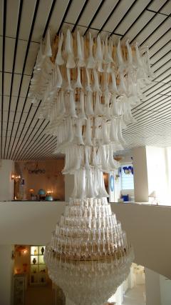 Pair of Majestic Flush Mount Petal Murano Chandeliers - 634181