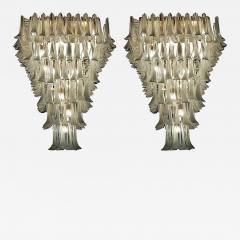 Pair of Majestic Flush Mount Petal Murano Chandeliers - 634621