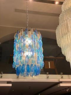 Pair of Majestic Murano Glass Sapphire Colored Poliedri Chandelier - 3771059