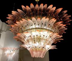 Pair of Majestic Pink Murano Palmette Chandelier - 2560276