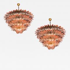 Pair of Majestic Pink Murano Palmette Chandelier - 2561682