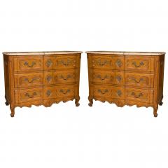 Pair of Marble Top Louis XV Style Commodes Chests Attributed to Maison Jansen - 2950394