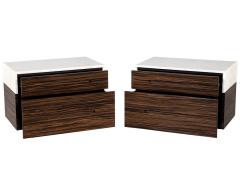 Pair of Marble Top Macassar End Tables - 2725372