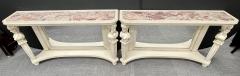 Pair of Marble Top Painted Pier Console Tables - 2950706