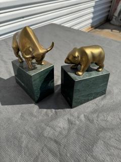 Pair of Marble and Brass Bull and Bear Market Bookends - 4360156