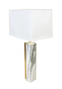 Pair of Marble lamp fluted bronze accent Designed by James Devlin Studio  - 1970396