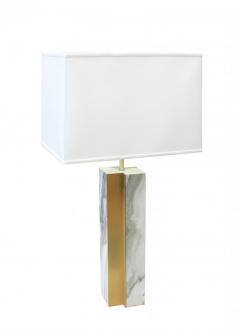 Pair of Marble lamp fluted bronze accent Designed by James Devlin Studio  - 1970397