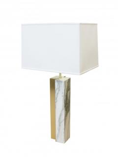 Pair of Marble lamp fluted bronze accent Designed by James Devlin Studio  - 1970398
