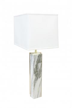 Pair of Marble lamp fluted bronze accent Designed by James Devlin Studio  - 1970399