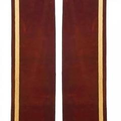 Pair of Maroon Velvet Metallic Thread Narrow Drapes - 4200883