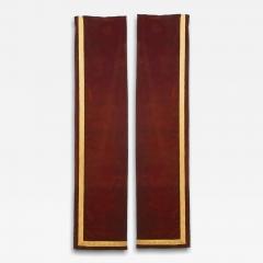Pair of Maroon Velvet Metallic Thread Narrow Drapes - 4263279