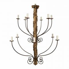 Pair of Massive Hand Carved Giltwood Italian Twelve Arm Chandeliers - 4449421