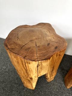 Pair of Massive Walnut Wood Side Tables France 1960s - 3371965