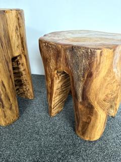 Pair of Massive Walnut Wood Side Tables France 1960s - 3371966
