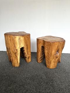 Pair of Massive Walnut Wood Side Tables France 1960s - 3371967