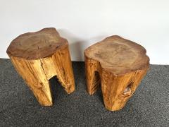 Pair of Massive Walnut Wood Side Tables France 1960s - 3371969