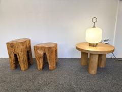 Pair of Massive Walnut Wood Side Tables France 1960s - 3371973