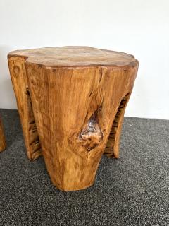 Pair of Massive Walnut Wood Side Tables France 1960s - 3371978