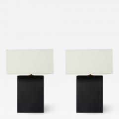 Pair of Mat Black Rectangle Table Lamps - 1066843