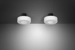 Pair of Matte Opal Glass Ceiling Lamps The Netherlands 1960s - 4387611