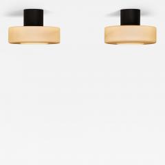 Pair of Matte Opal Glass Ceiling Lamps The Netherlands 1960s - 4392081