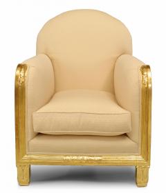 Pair of Maurice Dufrene French Art Deco Gilt Club Chairs - 4626314