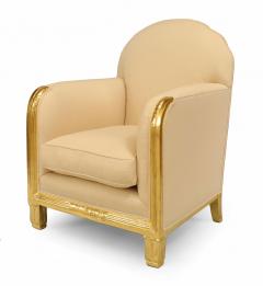 Pair of Maurice Dufrene French Art Deco Gilt Club Chairs - 4626315
