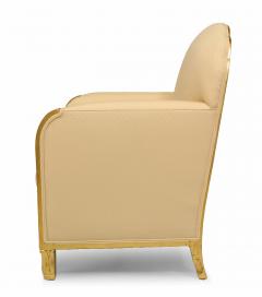 Pair of Maurice Dufrene French Art Deco Gilt Club Chairs - 4626316