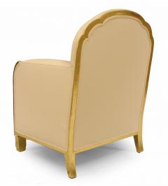 Pair of Maurice Dufrene French Art Deco Gilt Club Chairs - 4626317