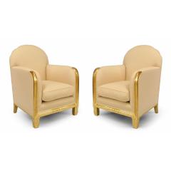 Pair of Maurice Dufrene French Art Deco Gilt Club Chairs - 4628051