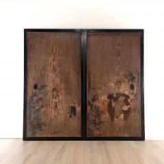 Pair of Meiji Period Painted Sliding Doors - 3576582