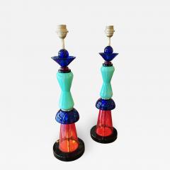 Pair of Memphis style Table Lamps in Handblown Murano Glass - 1119158