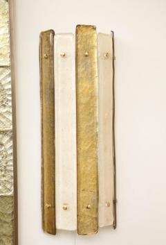 Pair of Metallic Gold and White Murano Glass and Brass Sconces Italy 2022 - 2960235