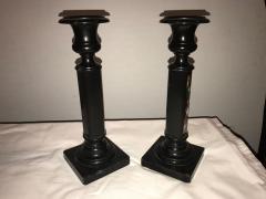 Pair of Micro Mosaic Black Candlesticks - 2991573