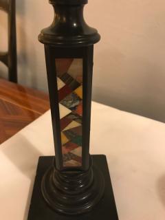 Pair of Micro Mosaic Black Candlesticks - 2991575