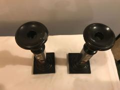 Pair of Micro Mosaic Black Candlesticks - 2991576