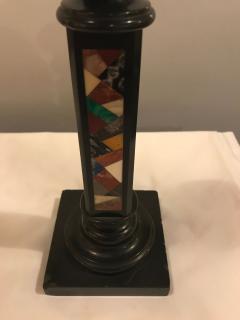 Pair of Micro Mosaic Black Candlesticks - 2991578