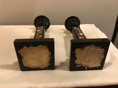 Pair of Micro Mosaic Black Candlesticks - 2991579