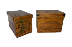 Pair of Mid 20th Century Japanese Pine Tea Shipping Crates - 4751832