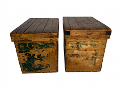 Pair of Mid 20th Century Japanese Pine Tea Shipping Crates - 4752106