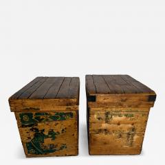 Pair of Mid 20th Century Japanese Pine Tea Shipping Crates - 4752108