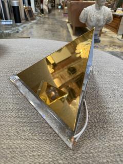 Pair of Mid Century Acrylic and Brass Geometric Sconces 1970s - 4540937