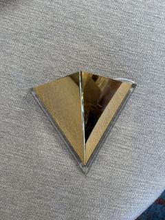 Pair of Mid Century Acrylic and Brass Geometric Sconces 1970s - 4540938