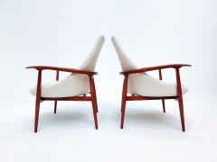 Pair of Mid Century Armchairs in White Boucle - 2521941